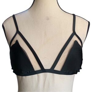 Cute and Sexy Black Triangle Bikini Top With a Sheer Mesh Outline